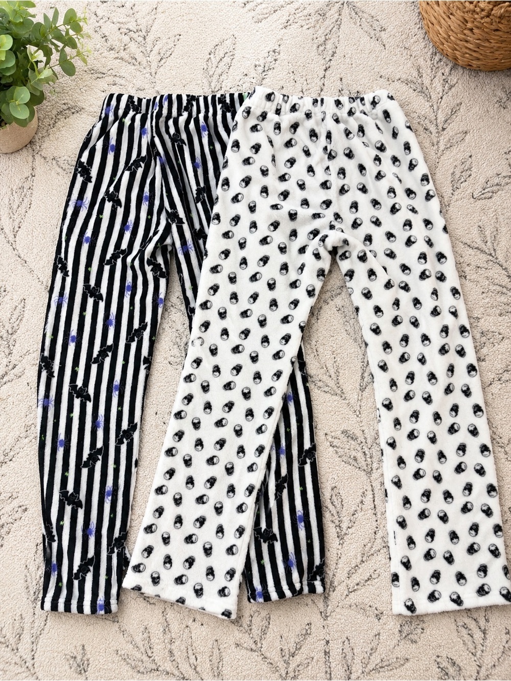 Blink Halloween Fleece Pajama Pants Bundle Size Small | Bat Stripe & Candy Corn